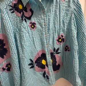 Anthropologie Maeve Blue Striped Shirt